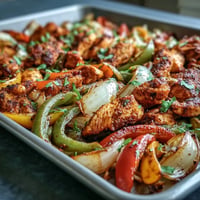 Sheet Pan Chicken Fajitas bursting with vibrant colors, ready for warm, soft tortillas.
