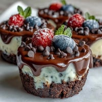 Mini cheesecake bites with Oreo crust, tempting creamy desserts.